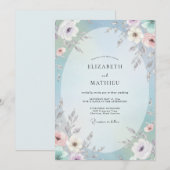 Invitation Mariage Pervenche Douce Corail Pétales (Devant / Derrière)