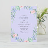 Invitation Mariage Pervenche Feuillage Sauge (Debout devant)