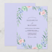 Invitation Mariage Pervenche Feuillage Sauge (Devant / Derrière)