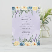 Invitation Mariage Pervenche Jaune Ranunculus Eucalyptus (Debout devant)