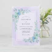 Invitation Mariage Pervenche Lilas Feuillu (Debout devant)