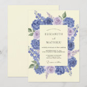 Invitation Mariage Pervenche Lilas Hydrangea Eucalyptus Attén (Devant / Derrière)