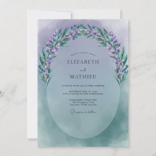 Invitation Mariage Pervenche Lilas Sprig Eucalyptus Endormi