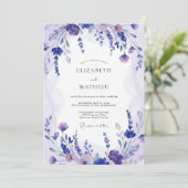 Invitation Mariage Pervenche Lilas Sprig Sage (Debout devant)