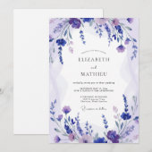 Invitation Mariage Pervenche Lilas Sprig Sage (Devant / Derrière)