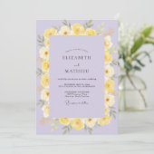 Invitation Mariage Pervenche Pétales de Citron (Debout devant)