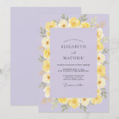 Invitation Mariage Pervenche Pétales de Citron (Devant / Derrière)