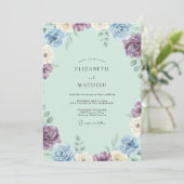 Invitation Mariage Pervenche Pétales de Lilas (Debout devant)