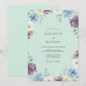 Invitation Mariage Pervenche Pétales de Lilas (Devant / Derrière)