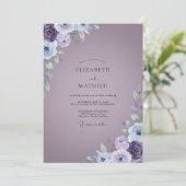 Invitation Mariage Pervenche Violet Ranunculus Sage (Debout devant)