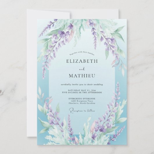 Invitation Mariage Pervenche Wisteria (Devant)