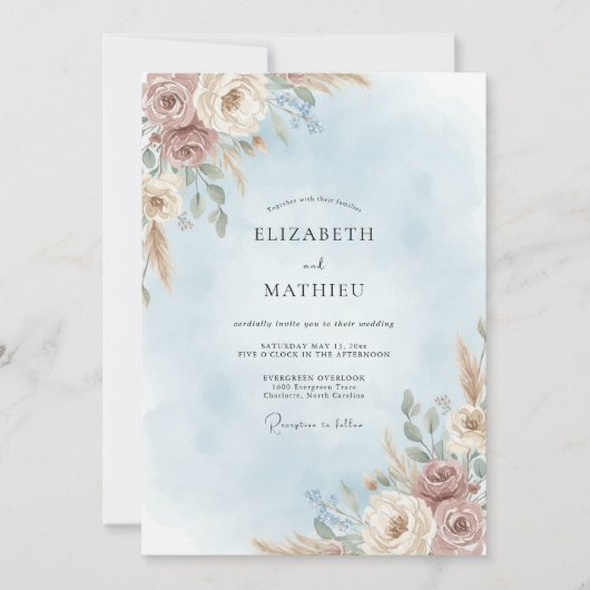 Invitation Mariage Petal Mist Taupe (Devant)