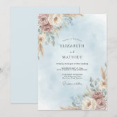 Invitation Mariage Petal Mist Taupe (Devant / Derrière)