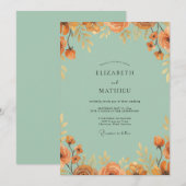 Invitation Mariage Pétale Ambre Mousse de Mer (Devant / Derrière)