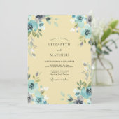 Invitation Mariage pétale aqua beurre (Debout devant)
