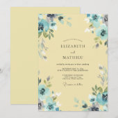 Invitation Mariage pétale aqua beurre (Devant / Derrière)