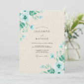 Invitation Mariage pétale aqua menthe (Debout devant)