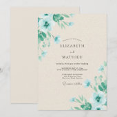 Invitation Mariage pétale aqua menthe (Devant / Derrière)