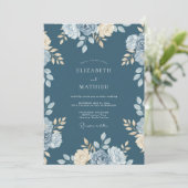 Invitation Mariage Pétale Azur Ardoise (Debout devant)
