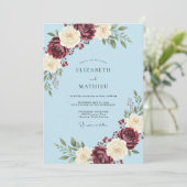 Invitation Mariage Pétale Azur Marron (Debout devant)