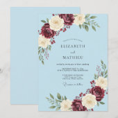 Invitation Mariage Pétale Azur Marron (Devant / Derrière)