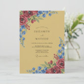Invitation Mariage Pétale Azur Moutarde (Debout devant)
