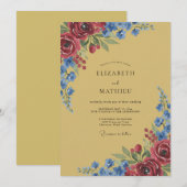 Invitation Mariage Pétale Azur Moutarde (Devant / Derrière)