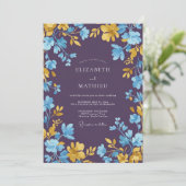 Invitation Mariage Pétale Azur Prune (Debout devant)