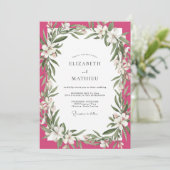 Invitation Mariage Pétale Blanche Magenta (Debout devant)