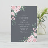 Invitation Mariage Pétale Blush Pâle Ardoise (Debout devant)