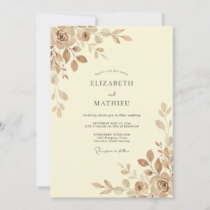 Invitation Mariage pétale bronze Champagne