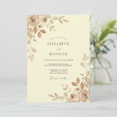 Invitation Mariage pétale bronze Champagne (Debout devant)