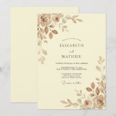 Invitation Mariage pétale bronze Champagne (Devant / Derrière)