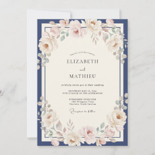 Invitation Mariage pétale champagne doux de minuit