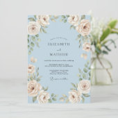 Invitation Mariage Pétale Champagne Pervenche (Debout devant)