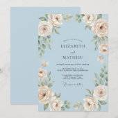Invitation Mariage Pétale Champagne Pervenche (Devant / Derrière)