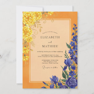 Invitation Mariage Pétale Cobalt Souci
