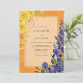 Invitation Mariage Pétale Cobalt Souci (Debout devant)