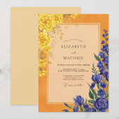 Invitation Mariage Pétale Cobalt Souci (Devant / Derrière)