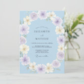 Invitation Mariage Pétale Crème Chaud Pervenche (Debout devant)