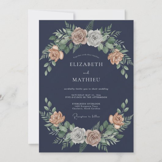 Invitation Mariage Pétale d'Abricot de Minuit (Devant)