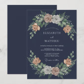 Invitation Mariage Pétale d'Abricot de Minuit (Devant / Derrière)