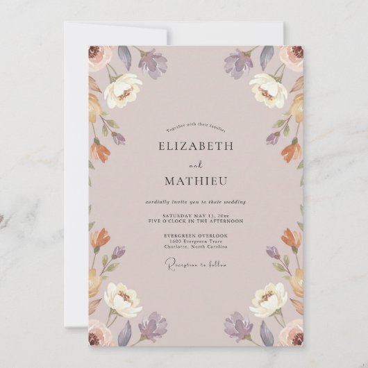 Invitation Mariage pétale d'abricot mauve (Devant)