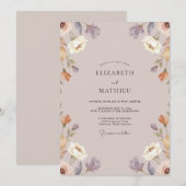 Invitation Mariage pétale d'abricot mauve (Devant / Derrière)