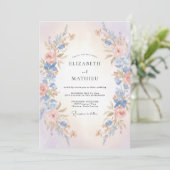 Invitation Mariage Pétale d'Abricot Pervenche (Debout devant)
