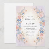 Invitation Mariage Pétale d'Abricot Pervenche (Devant / Derrière)