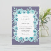 Invitation Mariage Pétale d'Améthyste Aqua (Debout devant)