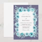 Invitation Mariage Pétale d'Améthyste Aqua (Devant / Derrière)