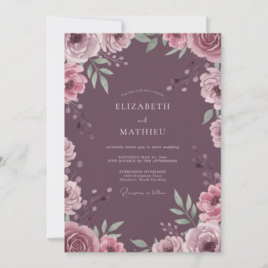 Invitation Mariage Pétale d'Améthyste Atténuée (Devant)