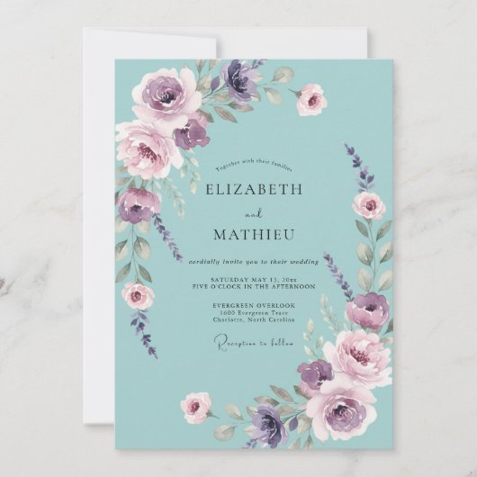Invitation Mariage pétale d'améthyste céleste (Devant)